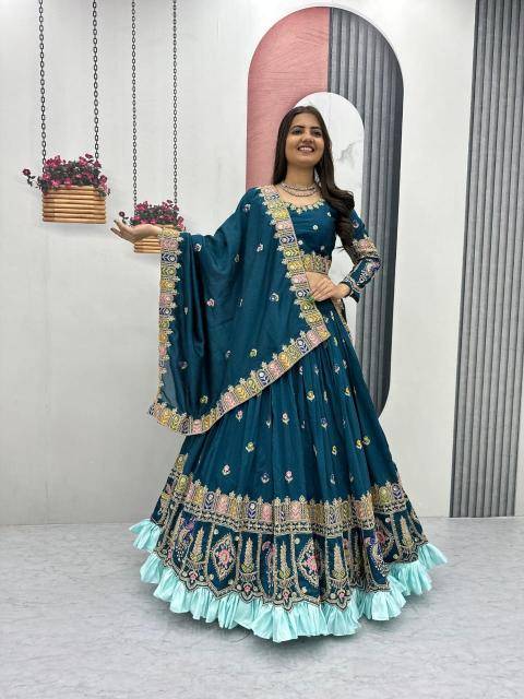 Tapi-308 Vichitra Blue Designer lehengha choli
